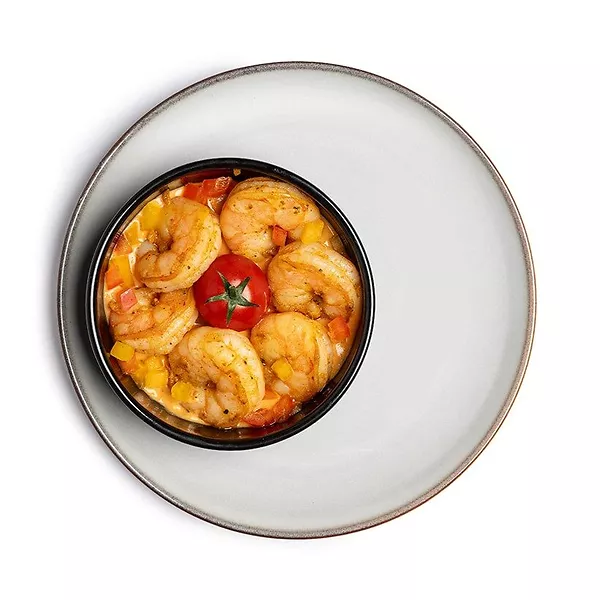Scampi diabolique met een garnituur van paprika